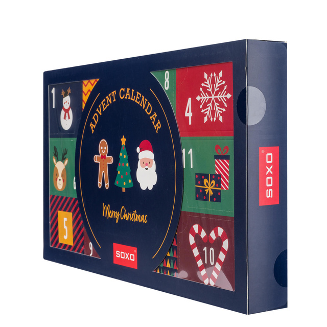 Adventní kalendář | Vánoční dárek | Mikuláše | pro něj | Sada 6x SOXO GOOD STUFF barevných pánských ponožek
