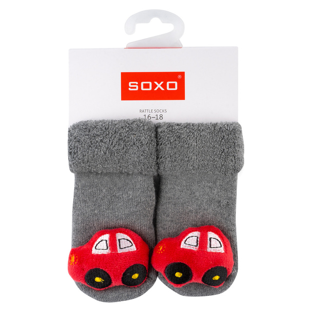 Sada 2x Barevné kojenecké ponožky SOXO s chrastítkem