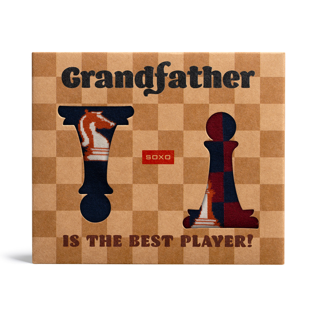 Pánské ponožky SOXO šachy pro dědečka – 2 páry