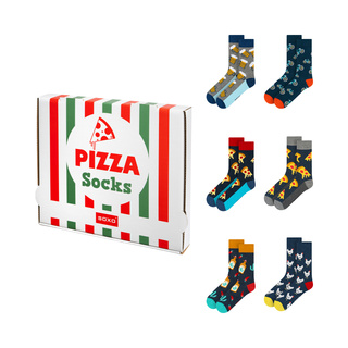 Sada 6x Barevné pánské ponožky SOXO GOOD STUFF v krabičce pizza