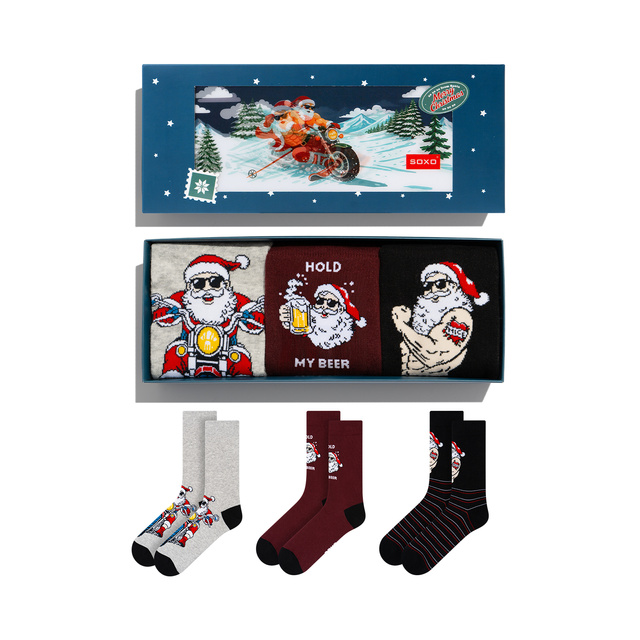 Ponožky Zlobivý Santa Motorkář 3-pack