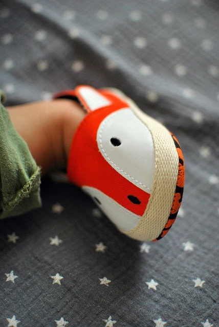 Oranžové kojenecké pantofle SOXO lištičky