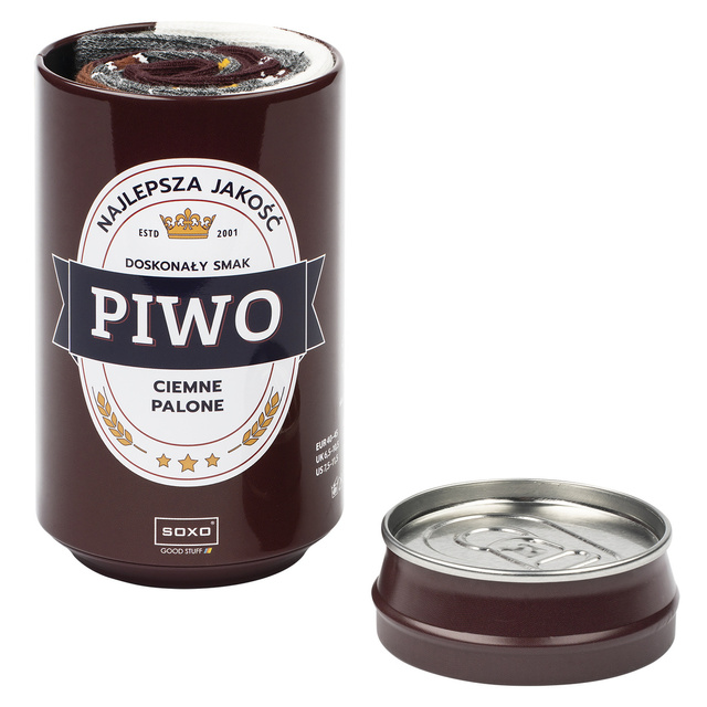 Sada 2x SOXO GOOD STUFF barevné pánské ponožky, vtipné pivo v plechovce jako dárek