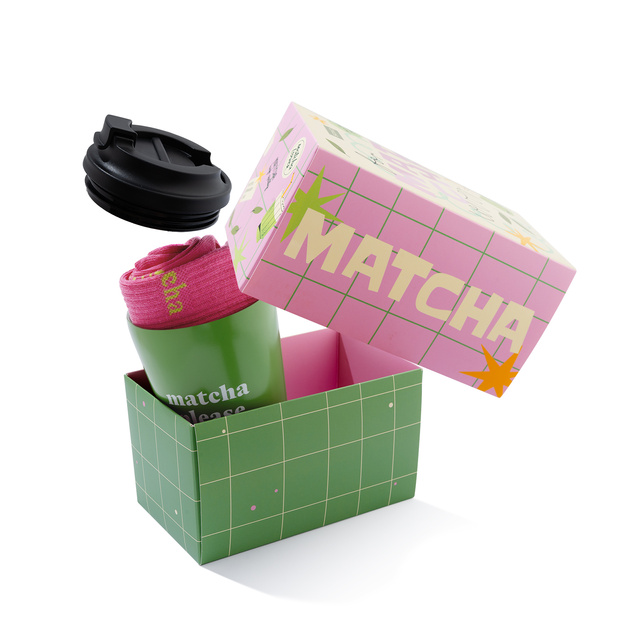 Dárková sada Ponožky Matcha + Termohrnek
