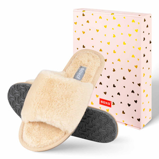 Dámské pantofle SOXO soft béžové v dárkové krabičce s nálepkami