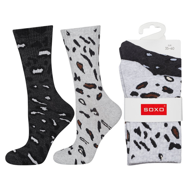 Klasické dámské ponožky SOXO s leopardím potiskem - 2 páry