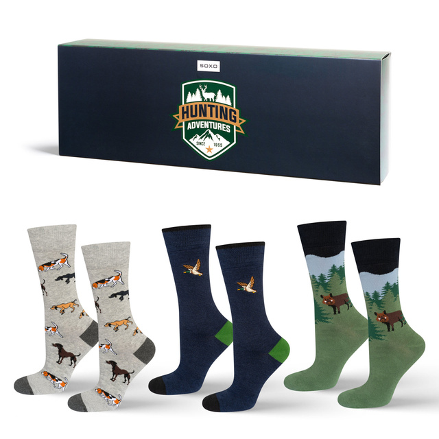 Pánské barevné lovecké ponožky SOXO - 3 páry