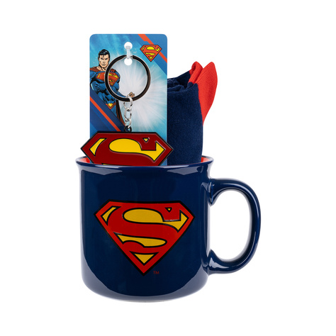 Sada pánských ponožek Superman v hrnku s klíčenkou