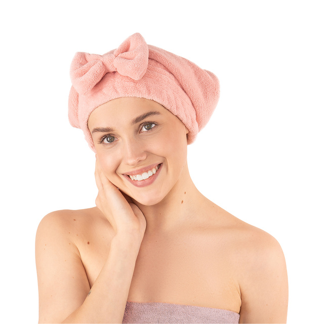 MOMO WAY růžový koupací turban s mašlí | ručník