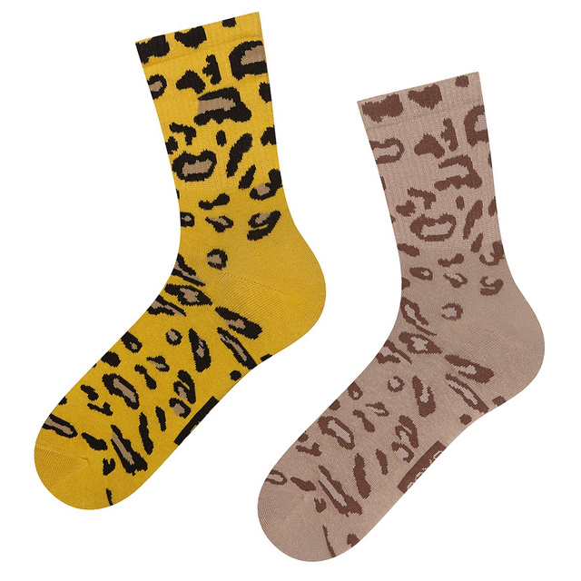Barevné dámské ponožky SOXO s leopardím potiskem - 2 páry