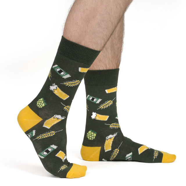 Pánské barevné ponožky SOXO GOOD STUFF, světlý ležák v plechovce dárek pro přítele, zelené