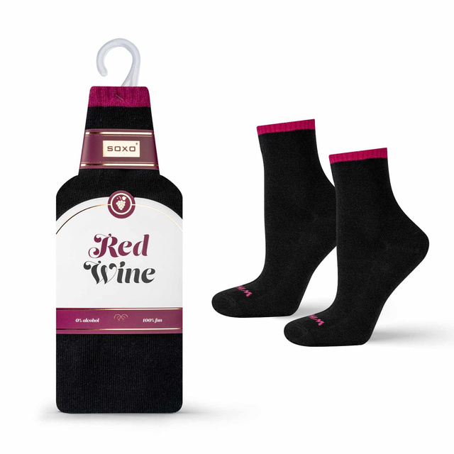 Dámské ponožky SOXO Red Wine s banderole