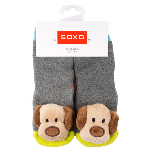 Sada 2x Barevné kojenecké ponožky SOXO s chrastítkem