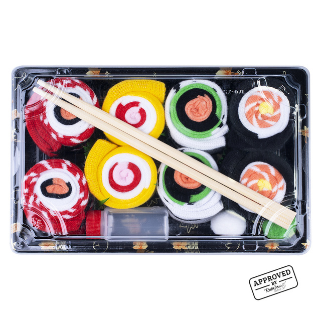 Sada 4x SOXO sushi dámských a pánských barevných ponožek v krabičce