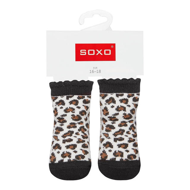 Černé kojenecké ponožky SOXO s leopardím potiskem