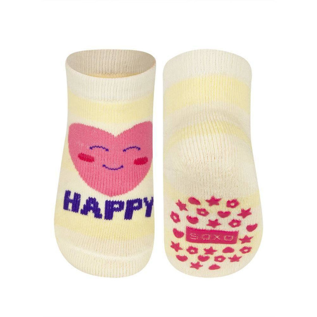 Barevné kojenecké ponožky SOXO s ABS | srdce | happy