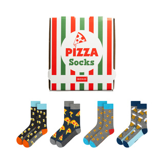 Sada 4x Pánské ponožky SOXO GOOD STUFF v krabičce pizza | jedinečný dárek pro muže