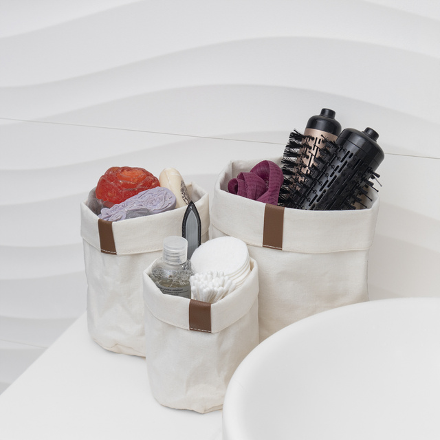 Sada 3x koupelnového koše Momo Way béžová 10/13/16 cm