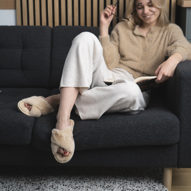 Dámské pantofle SOXO soft béžové v dárkové krabičce s nálepkami