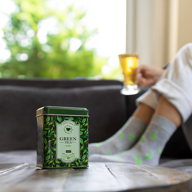 Dámské ponožky SOXO zelený čaj v plechovce - 2 páry