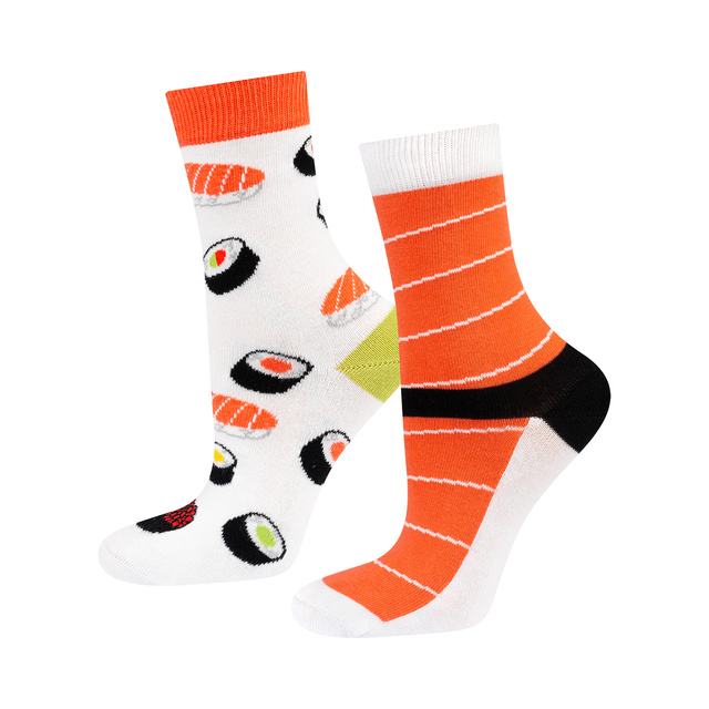 Sada 5x Barevné dámské ponožky SOXO nepasující do páru Pizza