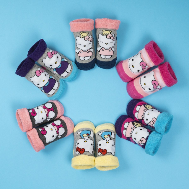 Tmavě modro-růžové kojenecké ponožky SOXO Hello Kitty s ABS
