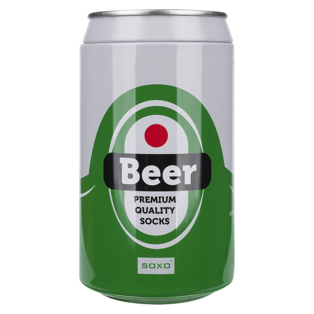 Barevné pánské ponožky SOXO GOOD STUFF, vtipné dárkové pivo v plechovce