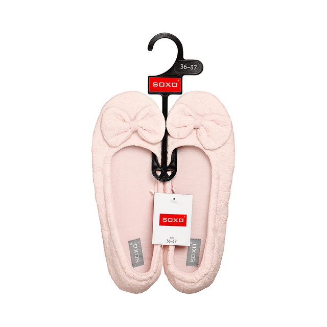 OUTLET Růžové dámské balerínky pantofle SOXO s mašlí