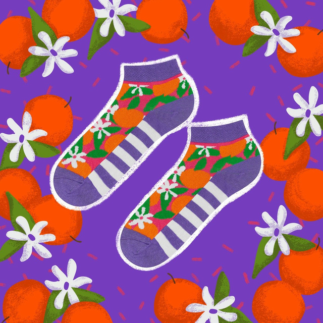 OUTLET Dámské barevné kotníčkové ponožky SOXO vtipné oranžové