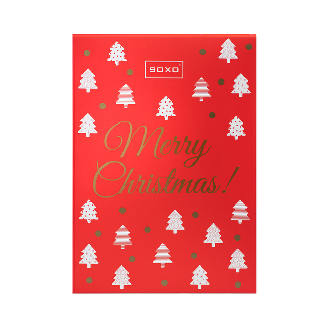 Dárková kazeta SOXO Veselé Vánoce Vánoční svátky - pojme: 1 pár pantoflí nebo 1 termofor nebo několik párů ponožek