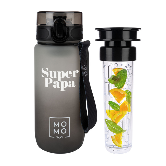 Láhev na vodu Super Papa 600 ml černá | Bez BPA | Tritan