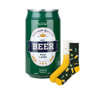 Barevné pánské ponožky SOXO GOOD STUFF vtipné pivo Pale Lager v plechovce jako dárek