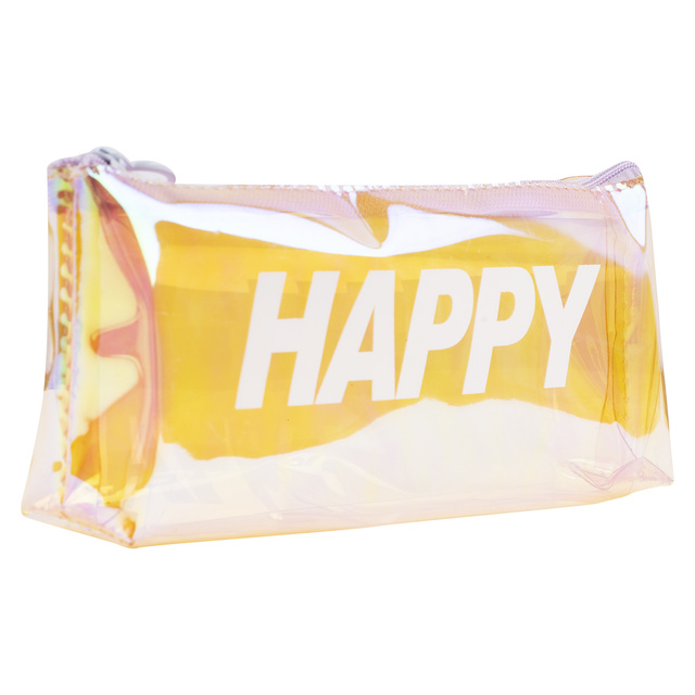 OUTLET Penál na zip s nápisem HAPPY