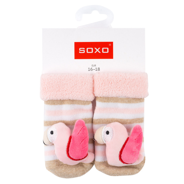 Sada 3x Barevné kojenecké ponožky SOXO s chrastítkem