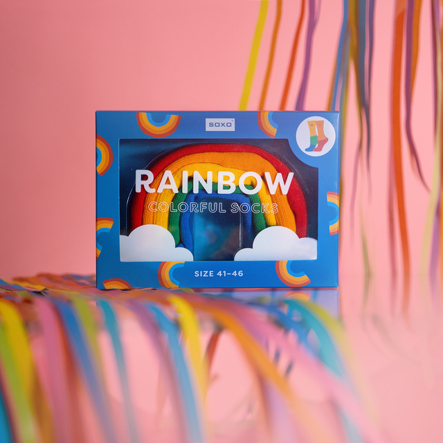 Ponožky dámské | pánské SOXO Duha v krabičce