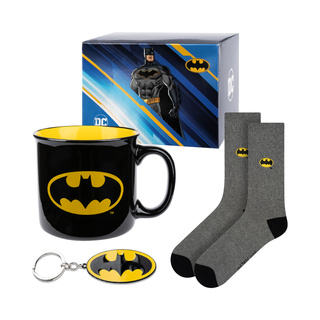 Sada pánských ponožek Batman v hrnku s klíčenkou