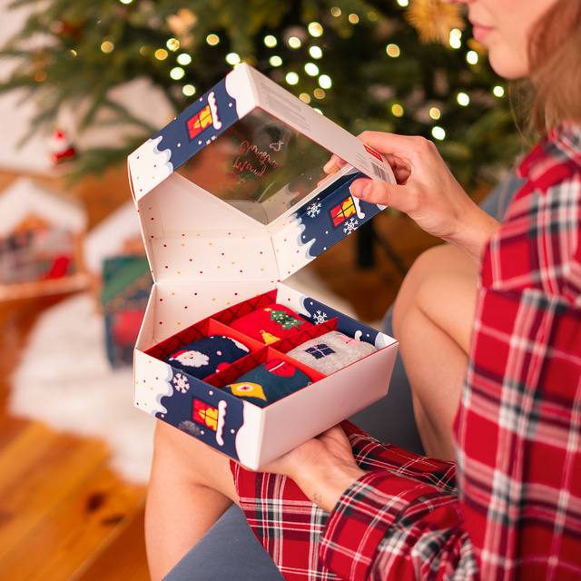 Sada 4x dámských ponožek Soxo | Vánoční dům | Dárek pro ni | Mikuláše | barevné veselé ponožky