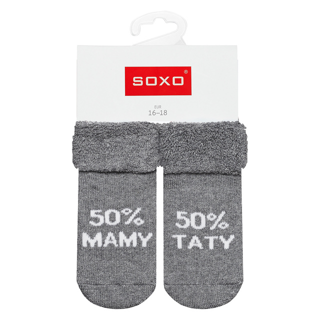 Šedé kojenecké ponožky SOXO s nápisy