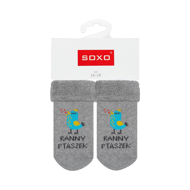 Barevné kojenecké ponožky SOXO s nápisy ptáček