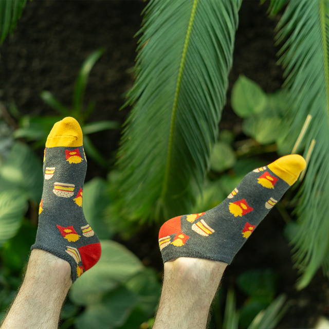 Sada 3x Barevné pánské kotníčkové ponožky SOXO GOOD STUFF bavlněné pizza | pivo