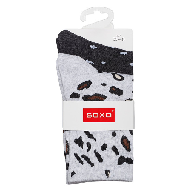 Klasické dámské ponožky SOXO s leopardím potiskem - 2 páry