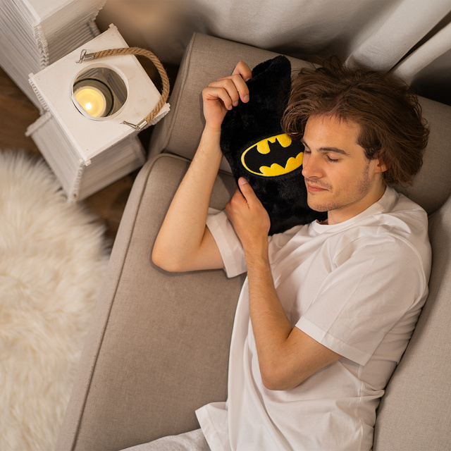 Termofor černý SOXO ohřívač v plyšovém obalu BATMAN tip na dárek VELKÝ 1,8l