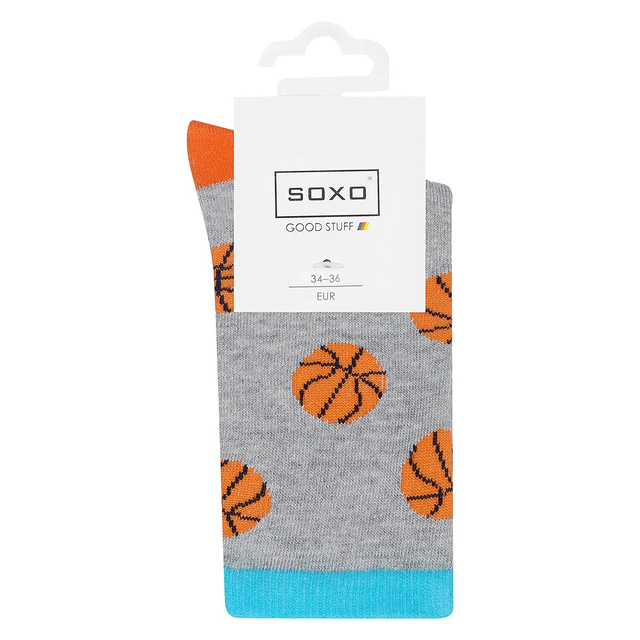 Šedé dětské ponožky SOXO GOOD STUFF basketbalový míč