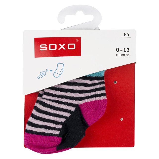OUTLET Sada 6x barevné kojenecké ponožky SOXO s proužky| dárek