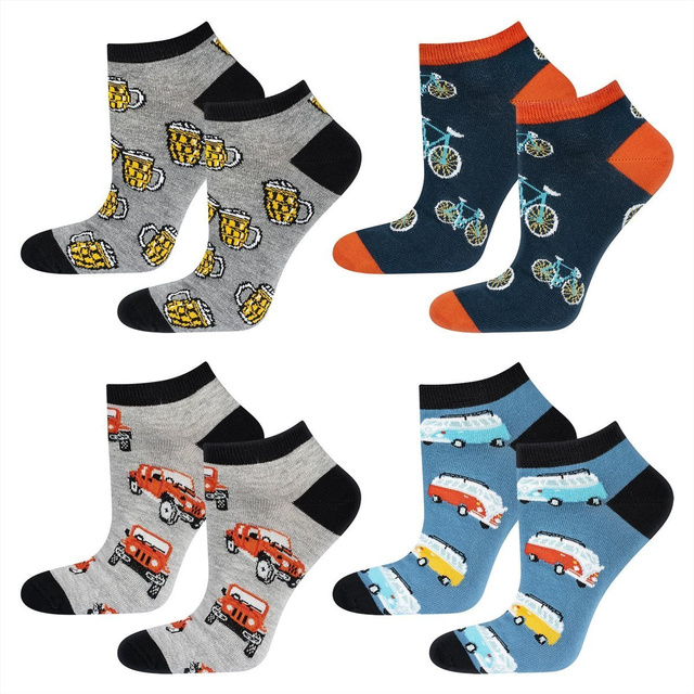 Pánské barevné kotníčkové ponožky SOXO - 4 páry