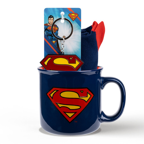 Sada pánských ponožek Superman v hrnku s klíčenkou