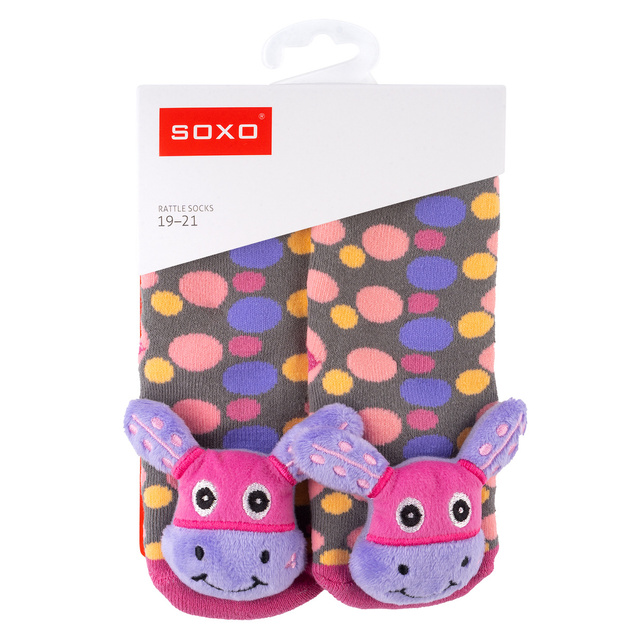 Sada 3x Barevné kojenecké ponožky SOXO s chrastítkem