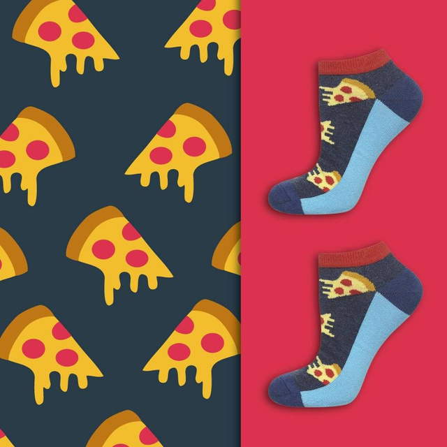 Sada 3x Barevné pánské kotníčkové ponožky SOXO GOOD STUFF bavlněné pizza | Fast Food